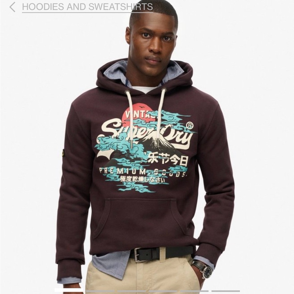 Tokyo Logo Graphic mens Hoodie size Large in color cream/ beige
